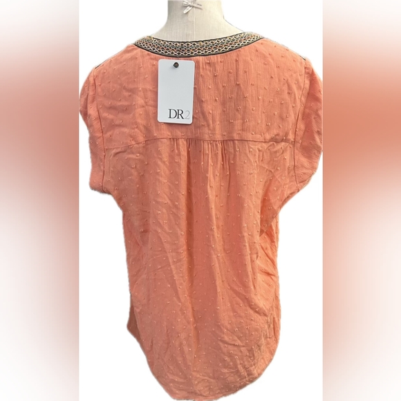 Dr2 Women's Coral Top with Embellished Neckline - Picture 2 of 4